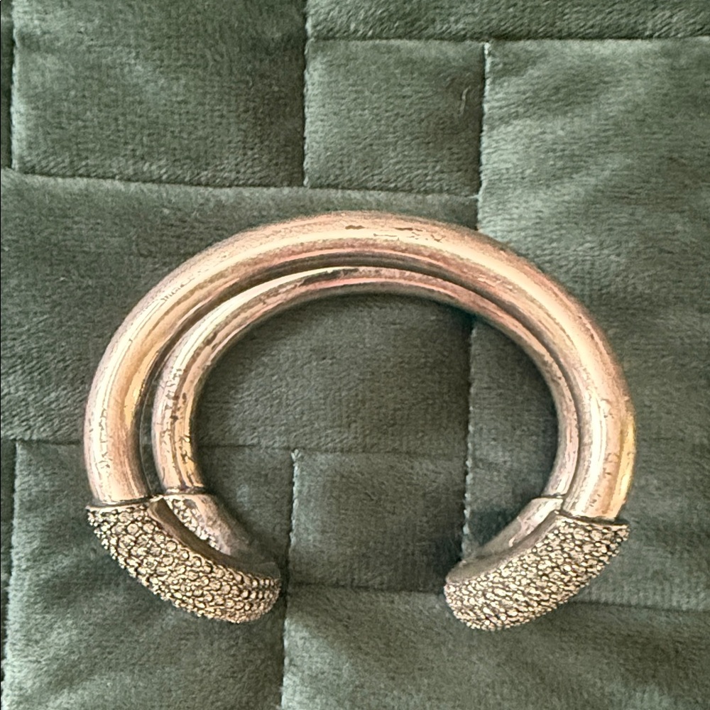 Giles & Brother Sparkling Silver Double Bar Cuff Bracelet - Picture 2 of 3
